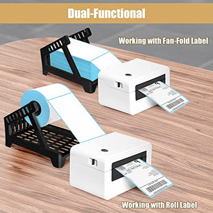 Ctemnpho Large Label Holder for Rolls and Fan-Fold Labels, Basket, Stand Desktop Printer Accessory for Home, Office (Black, Large) - color: Black