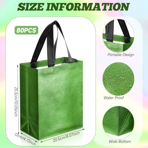 Eccliy 80 Pcs Reusable Gift Bags, Medium, Green - color: Green, size: Medium