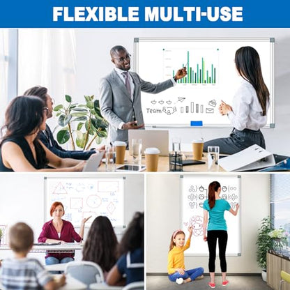 White Board Dry Erase Whiteboard for Wall 36" x 24" (2pcs) Aluminum Presentation Magnetic Whiteboards with Long Pen Tray, Hanging Whiteboard for Office, Meeting Room, Classroom, School & Home - size: 36"x24"(2pcs)
