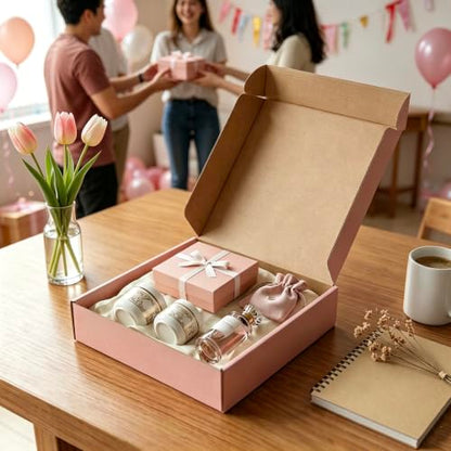 Pink Shipping Boxes 24 Pack 10x10x2 inch, Corrugated Gift Mailers - size: 10x10x2 Inch-24 Pack