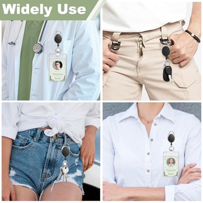 5 Pack Vertical Id Badge Holder with Retractable Reels, Clear PVC - style: 5 Set Clear Material