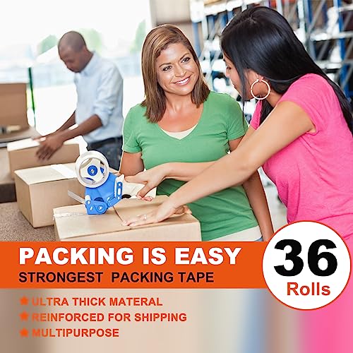 Packing Tape (36 Rolls),Packaging Tape for Shipping Moving Sealing,1.88 Inch x 60 yd Per Roll,Total 2160 Yards - size: 36 rolls,2.0 mil