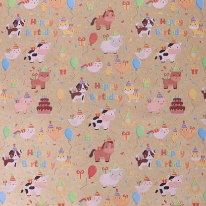 Aimyoo Farm Animals Kids Kraft Birthday Wrapping Paper Jumbo Roll, Baby Barn Animal Gift Wrap Paper 17 in x 32 ft - color: Farm Animals, size: 17 in x 32 ft