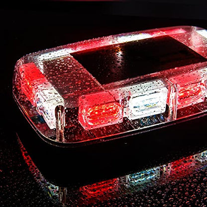Nilight 12 Inch Roof Top Strobe Lights, 48LED Hazard Light Emergency Safety Warning LED Flashing Light Bar Magnetic Mount, 12V-24V Cars Trucks Tractors Snow Plows Construction - color: Red Mix White