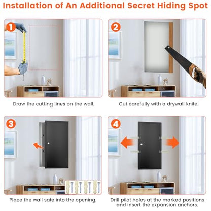 25.6" Tall Wall Safe Between 16" Studs | 33% Larger Capacity | In Wall Safe - color: Black, size: 25.6" Tall