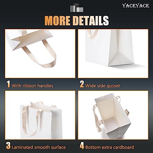 White Paper Gift Bags 20Pcs 8"x4.25"x10.5" White Kraft Paper Bags - color: White, size: 8x4.25x10.5 Inch (Pack of 20)