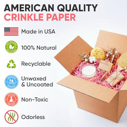 1 Cu Ft Ready To Ship Carton with Pink Crinkle Paper Filler 12x12x12" - color: Pink, size: Single Wall Box