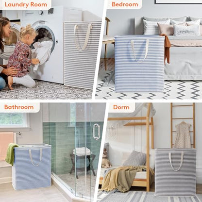 Lifewit 100L Large Laundry Baskets, Laundry Hampers Bags, 2 Pack, Grey&Blue - color: Grey-Blue, size: 100L