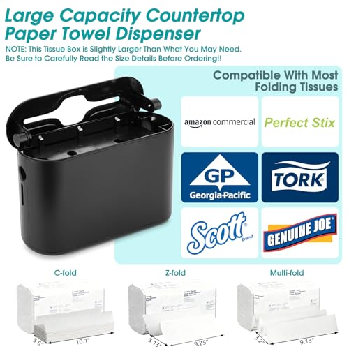 Multifold Paper Towel Dispenser Countertop, Black - color: Black