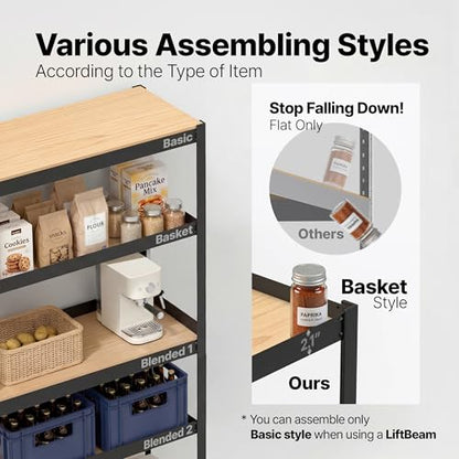 HOMEDANT House Black 48.1" W 5 Tier Storage Shelves Garage Shelving Unit - color: Black, size: 48.1"W x 16.5"D