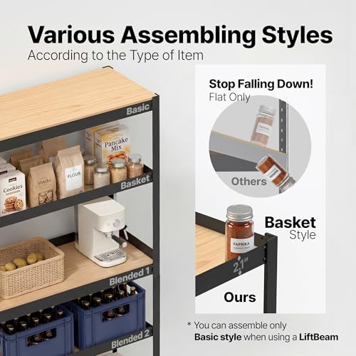 HOMEDANT House Black 48.1" W 5 Tier Storage Shelves Garage Shelving Unit - color: Black, size: 48.1"W x 16.5"D