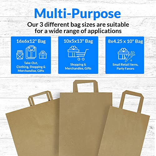Reli. Paper Bags w/Handles, Kraft | Assorted Large Sizes