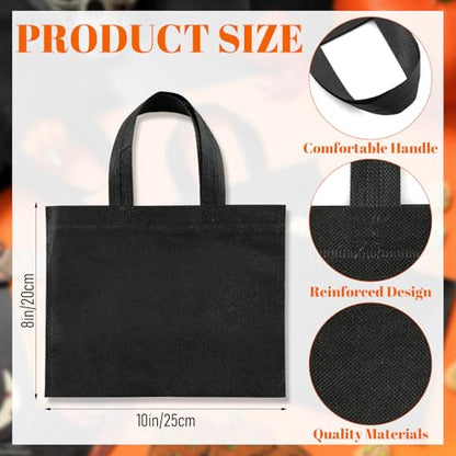 Amylove 80 Pack Non Woven Party Favor Bag 9.8'' Reusable Tote Bags Bulk with Handles for Birthday Party Supplies - color: Black