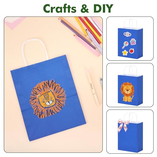 OUTUXED 150pcs Blue Paper Bags with Handles, 8x4x10 Gift Bags with Handles - color: Blue 8x4x10in, size: 1 Count (Pack of 150)