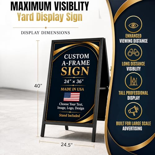 Metal Sign HolderA-Frame Sidewalk Curb Stand by BCB 24x36 | Printed in USA