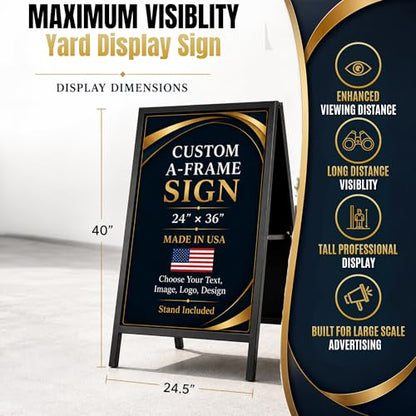Metal Sign HolderA-Frame Sidewalk Curb Stand by BCB 24x36 | Printed in USA