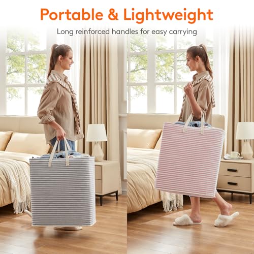 Lifewit 100L Large Laundry Baskets, Laundry Hampers Bags, 2 Pack, Grey&Pink - color: Grey-Pink, size: 100L