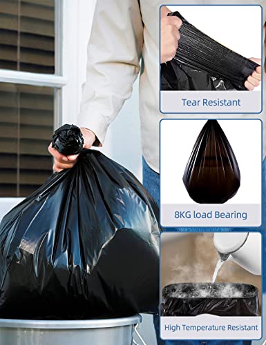 WAIKAS 8 Gallon Trash Bags, 1.31-mil, Flat Top, Unscented, White, 36 Count - color: Black, size: 8 Gal-36ct