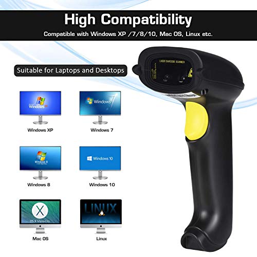 WoneNice Hands-Free USB Barcode Scanner with Stand for School Book Checkout