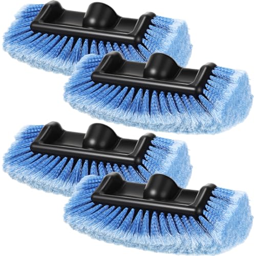 Vesici 4 Pcs Car Wash Brush Head with Soft Detailing Bristle Flow Thru Car Cleaning Brush Exterior Cars Wash Equipment for Auto Truck RV Boat Camper Washing, 10 Inch (Blue) - color: Blue