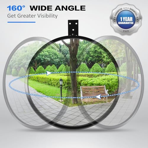 12” Acrylic Convex Mirror for Room, Adjustable Fixing Bracket - size: 12in without brim