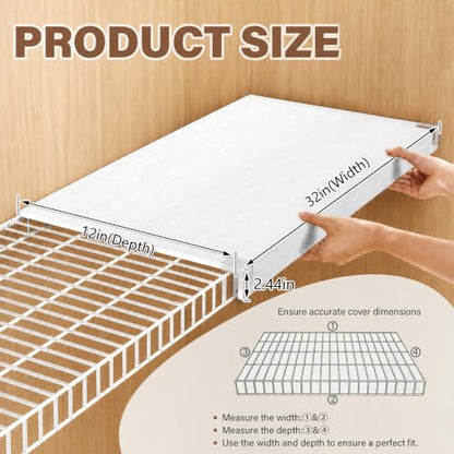 CLICLIE Wire Shelf Covers, 32" W X 12" D PVC Wire Rack Covers for Pantry - size: 32"W x 12"D