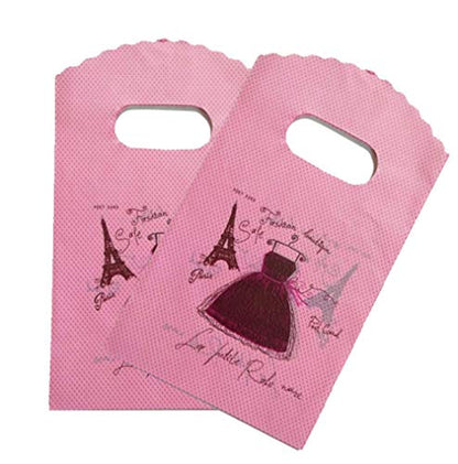 Joyhey 100 Count 3.5" x 5.9" Small Plastic Gift Bags - Pink Dress (Floral Pattern, Wedding Occasion) - color: Pink Dress