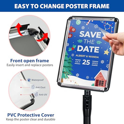 4Pack 11x17 Sign Stand - Adjustable Floor Standing Sign Holder - color: Black, size: 11 x 17 inches(4 Pack）