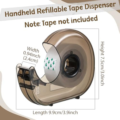 Sabary 50 Pcs Tape Dispenser Handheld Transparent Refillable, Black - color: Black