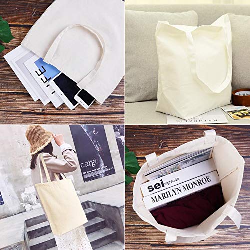 CVNDKN Canvas Tote Bags 2 Pcs Multi-Purpose Reusable Blank Bags Use For Grocery,Shopping,DIY Gift Bags - color: Off-white