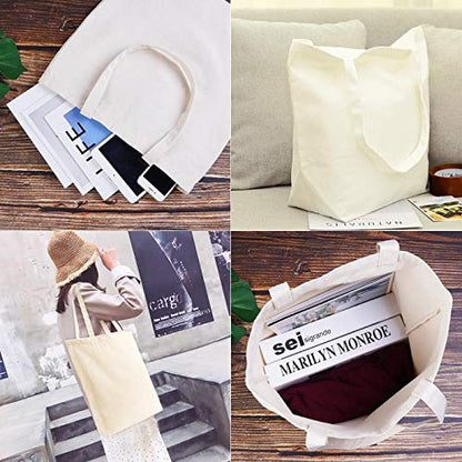 CVNDKN Canvas Tote Bags 2 Pcs Multi-Purpose Reusable Blank Bags Use For Grocery,Shopping,DIY Gift Bags - color: Off-white