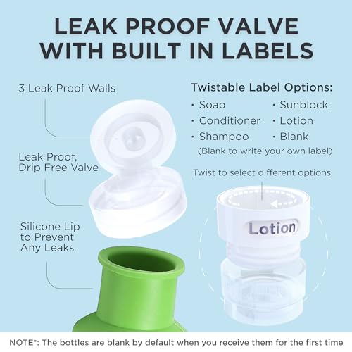 Dot&Dot Leak Proof Travel Bottles - Tubes for Liquid TSA Approved 3oz Silicone Toiletries Travel Shampoo & Conditioner Containers with Labels - color: 3oz 4pc - White/Blue/Green/Orange