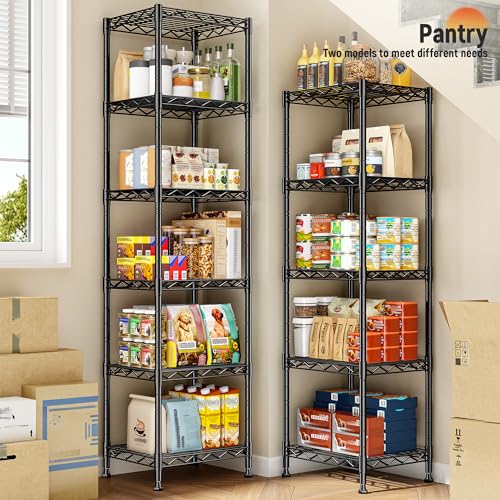 DurayLoly 15.8" W 6-Tier Narrow Wire Shelving, Adjustable Shelves, Kitchen - size: 15.8"W x 11.8"D x 63"H