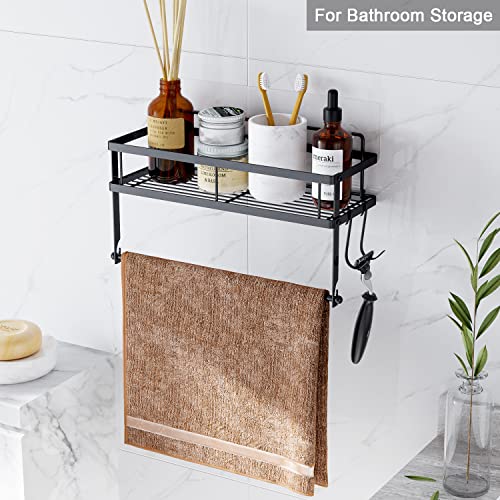 ESOW Paper Towel Holder Wall Mount with Shelf, Adhesive, Matte Black Metal - color: Matte Black Finish
