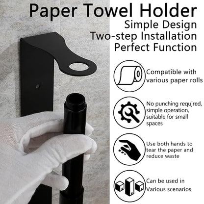 Under Cabinet Paper Towel Holder, Black Stainless Steel Kitchen Rack