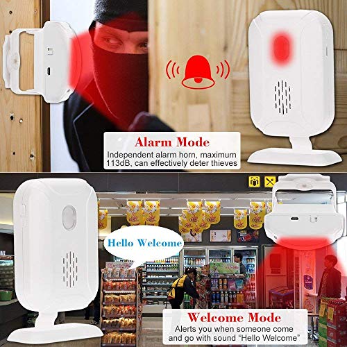 GREENCYCLE Wireless Motion Sensor Detector Alarm, Home Security Alert, Store Welcome Chime Door Entry Doorbell (918 Feet, 36 Tunes, 4 Volume Levels, LED Indicators), 1 Motion Detector 1 Remote Control