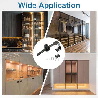 2.1" Luminous Sliding Glass Door Ratchet Lock Fit 1.57-1.97" Black - color: Black, size: 2.1"
