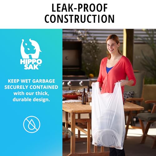 Hippo Sak - Tall Kitchen Garbage Bags with Ergonomic Handles - 13 Gallon Trash Bags - Super Strong Patented Reinforced Bottom and Leak Proof Tall Kitchen Trash Bags - Heavy Duty Trash Bags (270 Count) - size: 270 Count (Pack of 1)