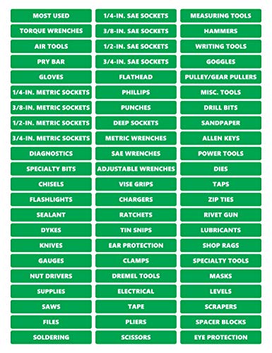 Toolbox Organizational Magnetic Rounded Labels Ultimate Set by DCM Solutions (Green, 0.75" H x 4.5" W) - color: Green, size: 0.75"H x 4.5"W
