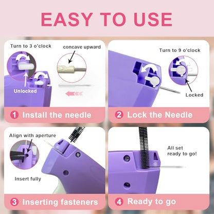 Stitch Gun for Clothes -Handheld Stitch Gun Quick Clothing Fixer - Mini Tag Gun - Includes 6 Fine Needles, 2000 Fasteners including 1000 Micro Black Fasteners & 1000 Micro White Fasteners (Purple)