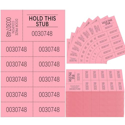 Kosiz 504 Pcs Raffle Tickets Basket Auction 10 Bid Numbers, Pink - color: Pink