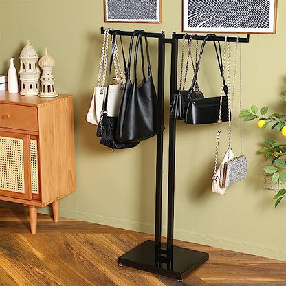 Weysat 2 Way Black Clothing Rack with 16'' Straight Arms - color: Black