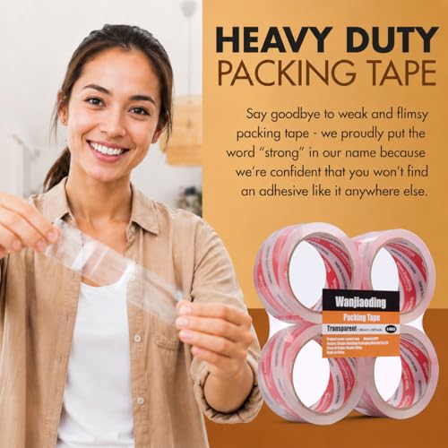 Packing Tape Refills, Clear, Packaging Tape Heavy Duty Designed for Moving, Shipping and Packing, Mailing,1.88" x 60 yds, 4 Roll