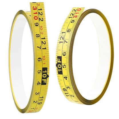 2Pcs Steel Self-Adhesive Measuring Tape, Imperial & Metric Tape Ruler - size: 3m