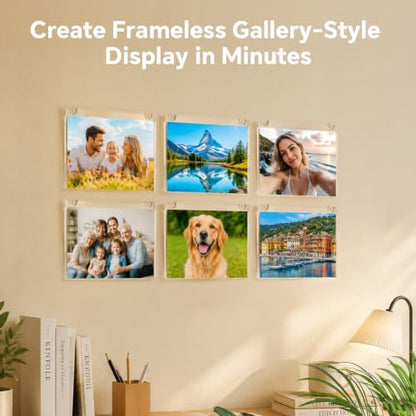 6 Pack 5"x 7" Horizontal Wall Mount Acrylic Sign Holder, Clear Frame with Adhesive Tape & Screws for Store Office Home