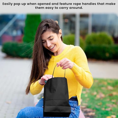 Novel Box Black Gift Bags with Handles 10 Pack 4.75x3.25x6.75 Inches - color: Black, size: Small