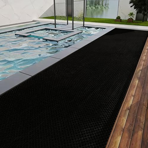 Thick PVC Drainage Floor Mat 3FTX16.4FT Black PVC Pool Floor Mat - size: 196.8" x 36" (Rectangular)