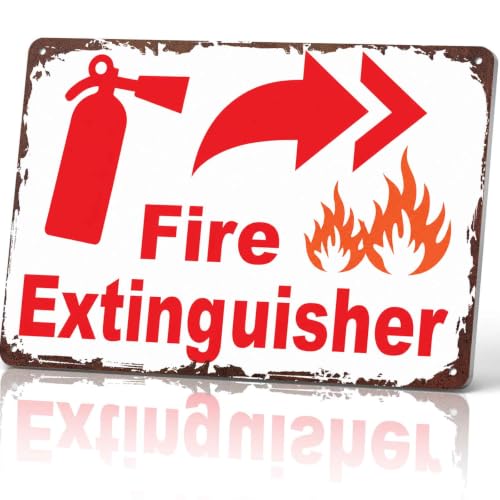 Fire Extinguisher Funny Metal Sign 8x12 Inch, Aluminum Wall Decor for Home Office Shop Warehouse Factory and Safety Station