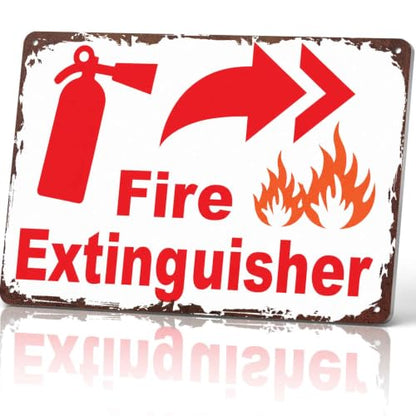 Fire Extinguisher Funny Metal Sign 8x12 Inch, Aluminum Wall Decor for Home Office Shop Warehouse Factory and Safety Station