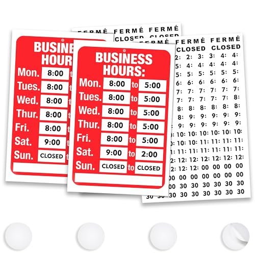 ASSURED SIGNS Business Hours Sign for Glass Door, 11.7 x 7.7 Inch, 2 Pack
